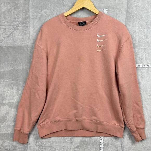 Nike Tops - Nike Pink Crewneck Sweatshirt Multi Swoosh Embroidery Women Sz Medium Y2K Casual